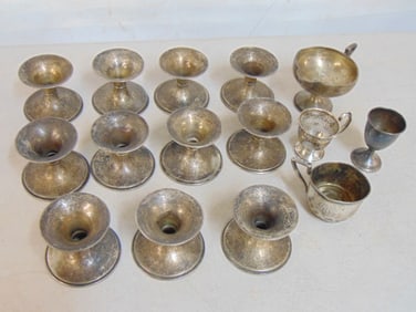 Set sterling silver sorbet cup holders & misc. cups, 15.5 troy