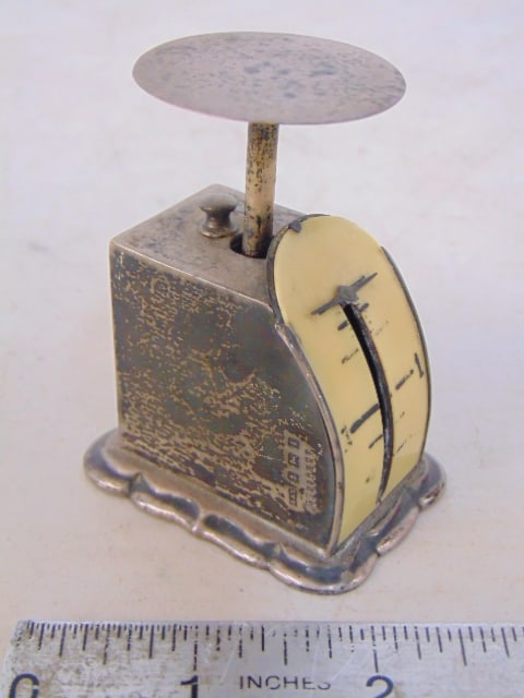 English sterling silver postage scale, maker L&S, 2 7/8" tall. (1 of 5)