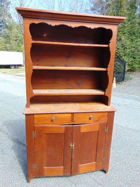 Country cupboard, two drawers over two door base, open top, left drawer is missing bottom, cabinet (1 of 7)