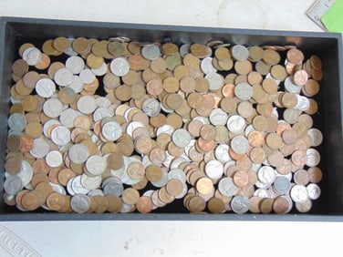 Large lot misc. coins, nickels, dimes & pennies, no silver