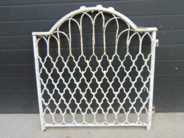 Gothic style Victorian garden gate, old white paint, gate is 36" wide 38" tall. (1 of 4)