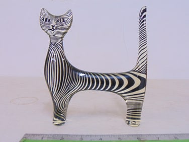 Lucite or composite cat figure, 1960's, Abraham Palatnik, Brazil, 6.75" wide, 7.5" tall.
