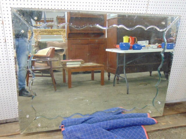 Large mirror with mirrored frame, mid Century, mirror is 43.75" by 60", no cracks, breaks (1 of 4)