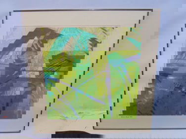 Lithograph, "Palms", signed Anders Bergh, edition 41/50, Kulicke framed 36.5" by 36.75"