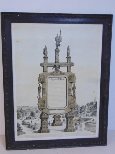 1891 Civil War monument design by Monumental Bronze Co, showing a large monumental civil war (1 of 10)