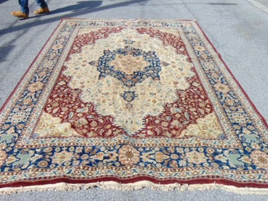 Room Size rug, center medallion, machine made, carpet is 8'5" by 12"