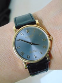 Jewelry. Vintage 18kt gold ROLEX Cellini Geneva wristwatch, Swiss made, serial no. 551 & 0775647.