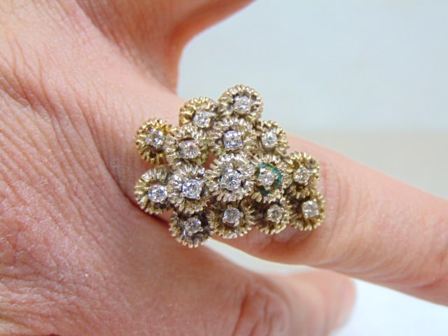 Jewelry. Vintage Diamond cluster ring 18kt diamond cluster ring, 15 individual set diamonds in four (1 of 5)