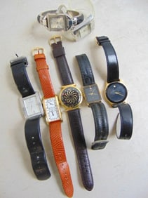 Jewelry. Lot of 7 wristwatches to include Hamilton; MOVADO bezel damaged; Custom Time Swiss;