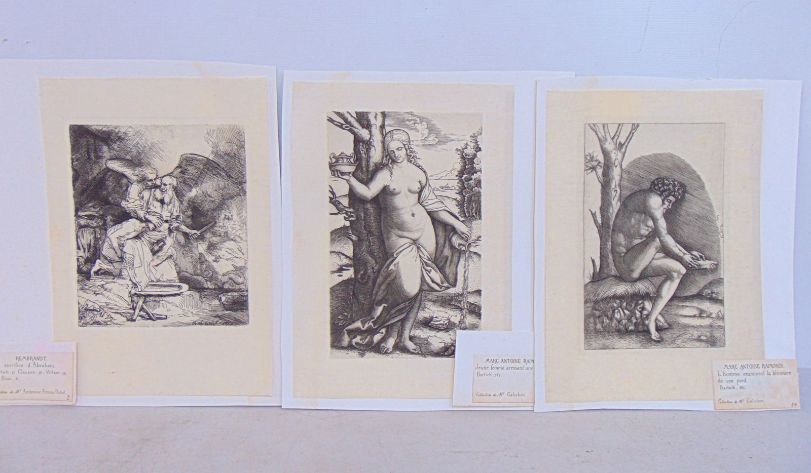 Three etchings, 2 by Marc Antoine Raimondi, collection Galichon & one by Rembrandt, collection (1 of 7)