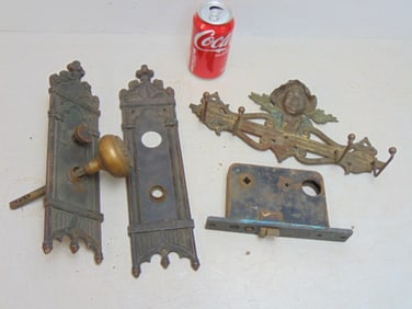 Gothic style hardware & Johnny Griffin coat hook rack, Gothic style door lock with plates, plates