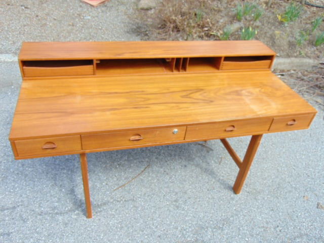 Mid Century hinged top desk by Peter Lovig Nielsen, Dansk, desk is 64" wide, 28.75" deep, height is (1 of 7)