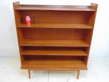 Swedish Mid Century book shelf, open front with three adjustable shelves, "Made in Sweden", cabinet