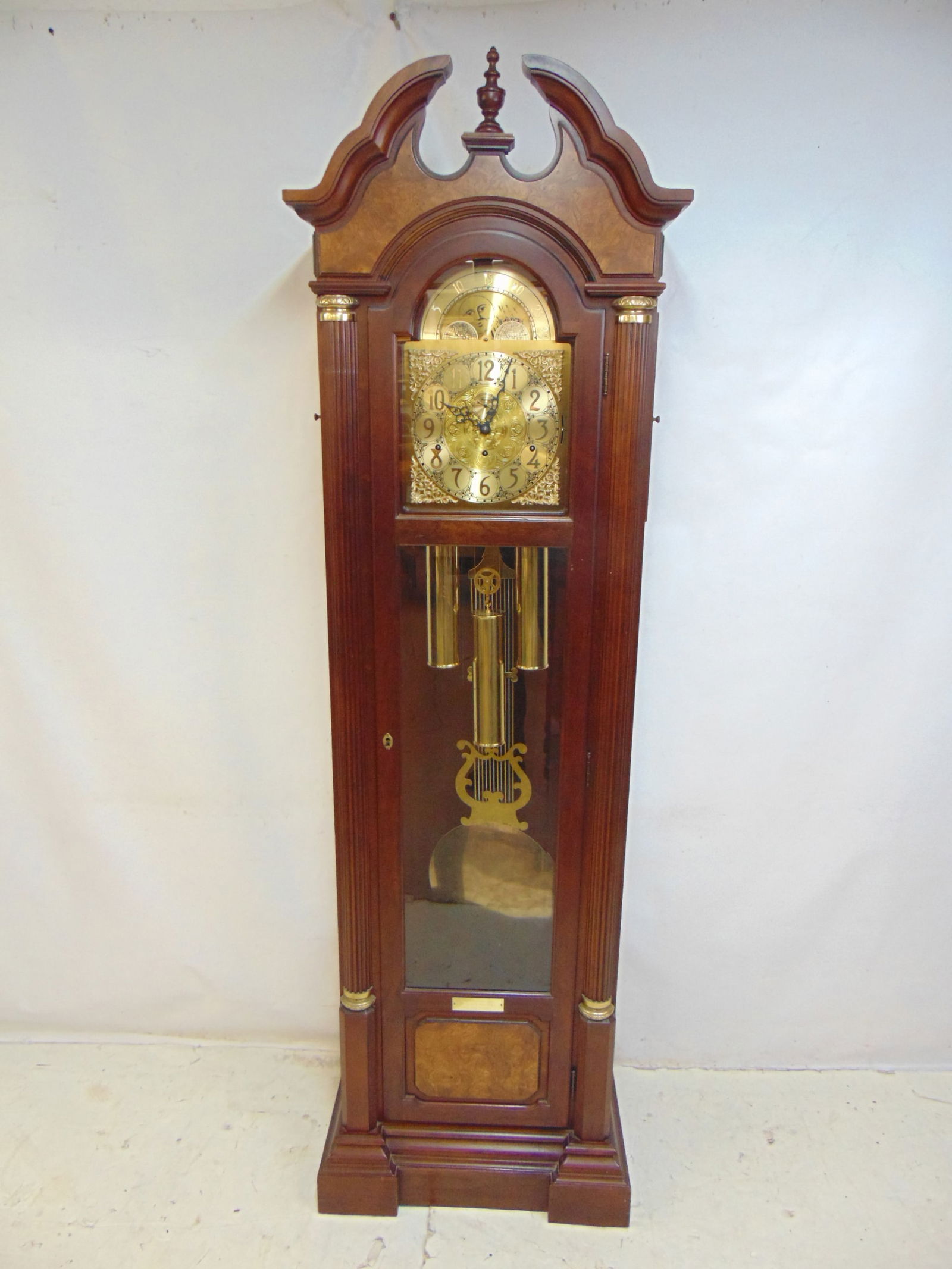 Ridgeway tall case clock with moon dial, triple weights & harp pendulum, model-141 (1 of 9)