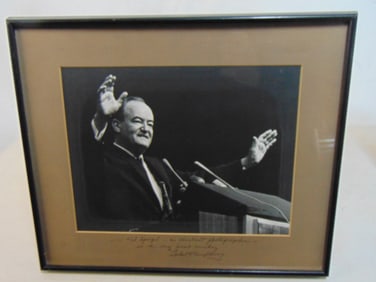 Photograph Hubert Humphrey, "To Ted Spiegel, an excellent photographer with my best wishes", Ted Spi