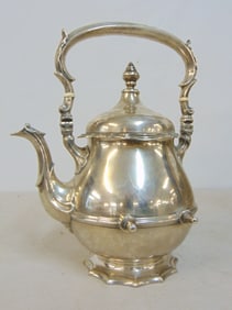 Sterling silver teapot, 3 3/4 pint, no stand, with hinged handle, 32 troy, 8.5" tall, 8" wide, 7.5"