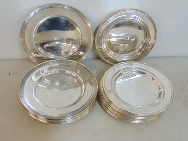 2 sets of sterling plates, 10 6" plates & 9 6.5" plates, 54 troy