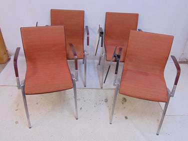 Set of 4 mid Century chairs by Davis Furniture Industries, High Point North Carolina, cast aluminum