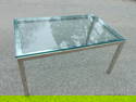 Chrome & glass dining table, mid-century, chrome base with glass top, 54" long 33" deep & 28" tall,