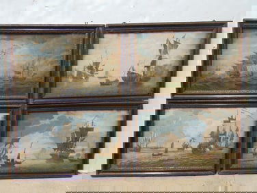 Set 4 nautical engravings, various English ships of the coast, 19th Century, in original frames, 11.