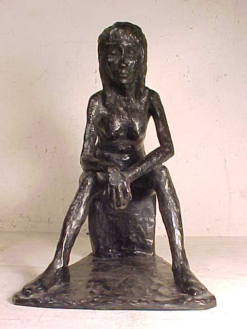 Bronze figure, sgd. Jansen, Gire Valsuani Perdue.: Bronze figure, seated girl, sgd. Jansen, with Gire Valsuani Perdue foundry mark. Dark patina, 11.25" tall, 9" long, width is 3.5" on the rear, 7" in the front.