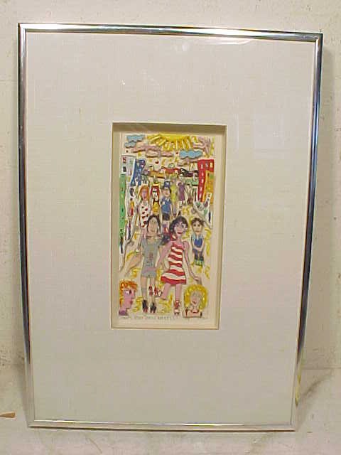 Mixed media, "New Wheels" James Rizzi: Mixed Media by James Rizzi, "New Wheels", edition 7/99, 1980, in good condition, no damage. Size is 8" by 4", not including frame