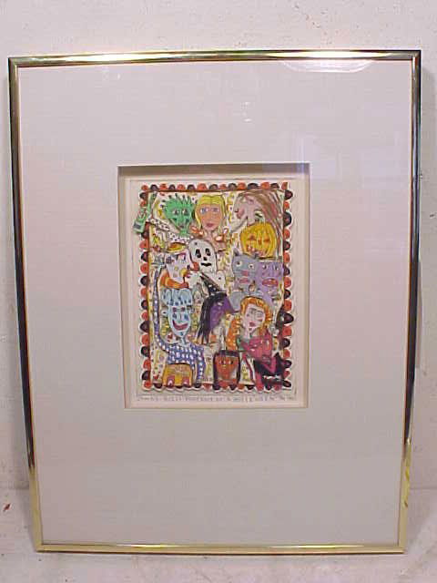Mixed media, "Portrait Holleween" James Rizzi: Mixed Media by James Rizzi titles "Portrait of a Holleween", 10/99, 1980, 8" by 5.75" frame not included. In good condition
