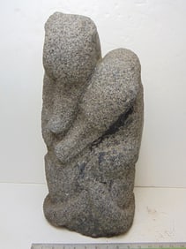 Stone carving, 2 birds (?), by Mark Morrison, in dark grey stone, 10.25" wide, 8" deep, height is