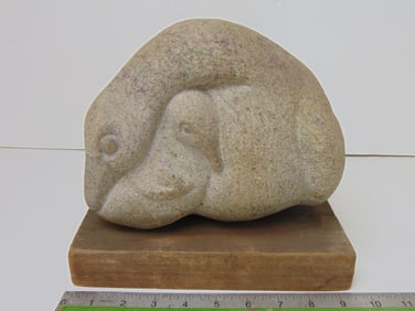 Stone carving, Gosling, by Mark Morrison, New Hampshire granite, comes with two studio photographs