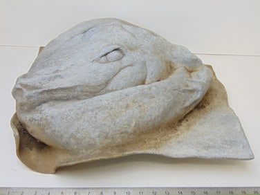 Sculpture of a crocodile, pressed or sculpted in a led sheet, by Mark Morrison, 21.5" by 20.5",