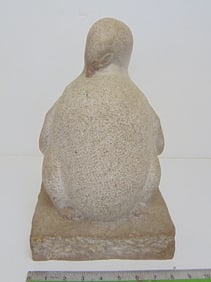 Stone carving, young penguin, by Mark Morrison, 8.5" wide, 7" deep, height is 13 3/8"