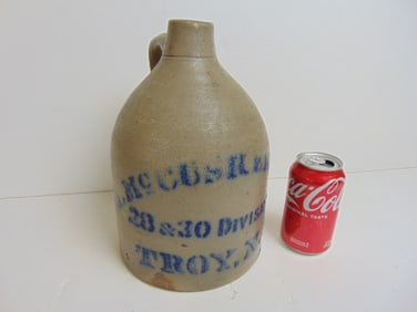 Stoneware jug, Troy, NY, number 1, 7.25" in diameter, height is 10.75":