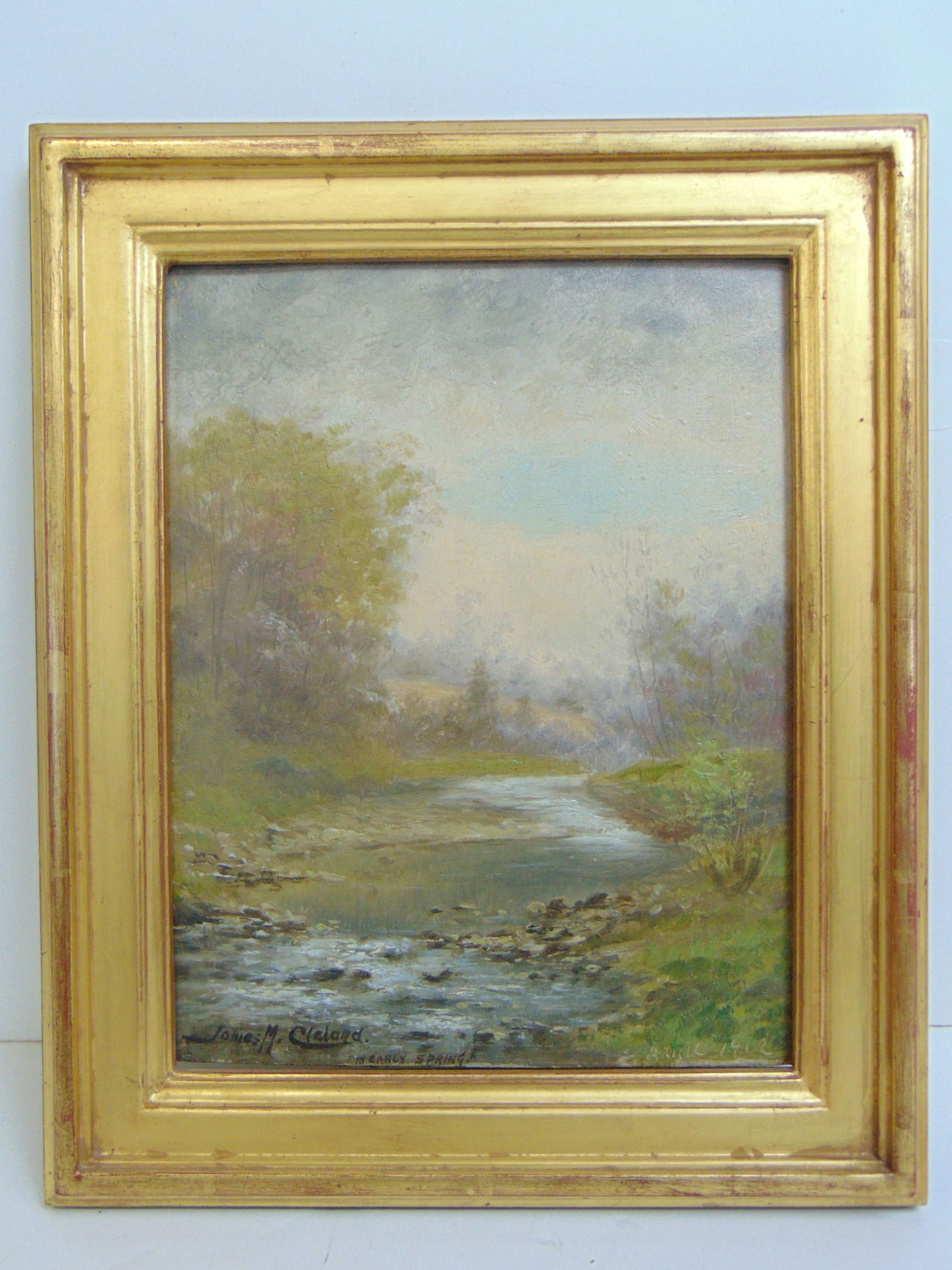 Painting, landscape with small stream, signed James Maitland Cleland (possibly listed under Thomas), (1 of 5)