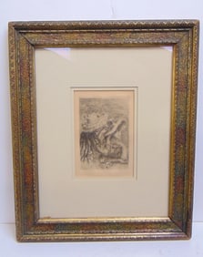 Etching, "Le Chapeau Epingle", by Pierre-Auguste Renoir, plate is 4.75" by 3 1/8", total size is