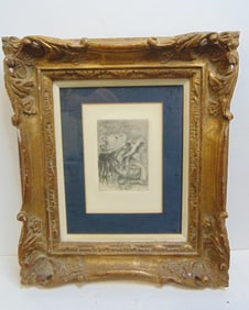 Etching, "Le Chapeau Epingle", by Pierre-Auguste Renoir, plate is 4.75" by 3 1/8", total size is 114