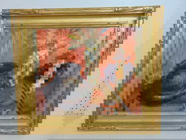 Painting, still-life with Native American artifacts, signed Arthur E. Brecher 1945, oil on wood