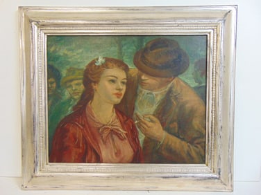 Painting, "Central Park, The Pickup", by P. Nardell, unsigned, see lot 124, oil on panel, in silver