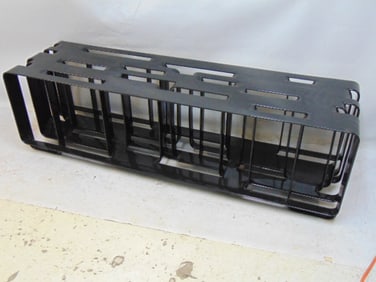 Modern design bench, metal with soft plastic coating, in black, Blu Dot, bench is 54" long, 15"