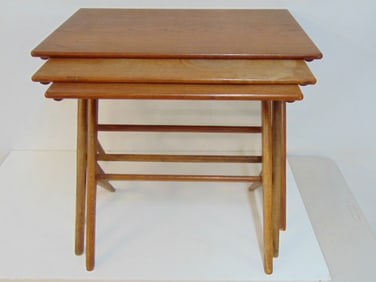 Vintage Nesting Tables by Bengt Ruda, made in Denmark No 1000, set of 3, largest table is 24.5" by