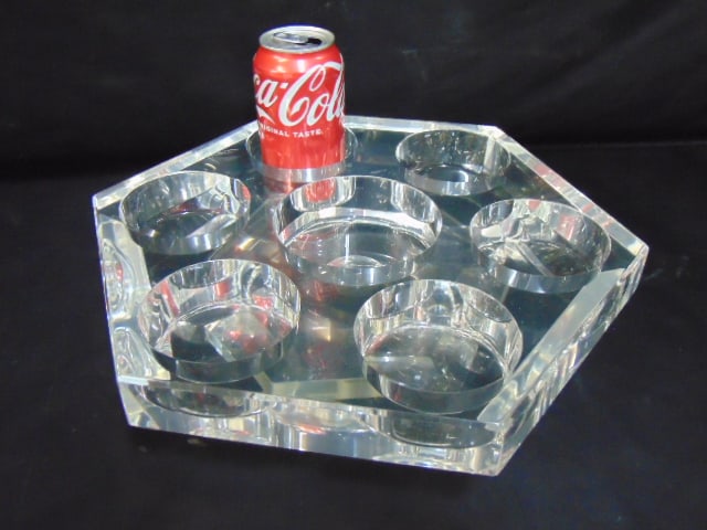 Lucite lazy susan wine bottle carousel, 14.5" wide, height is 3.5": Lucite lazy susan wine bottle carousel, 14.5" wide, height is 3.5"