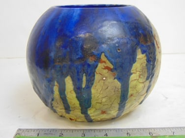 Art pottery vase, bowl, Louis August Dage, "Pour Altman, del Paris, New York, made in France, drip