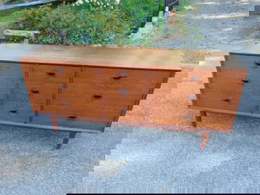 Mid Century triple wide chest, 9 drawers, chest is 67" long, 30" tall, depth is 18.25"