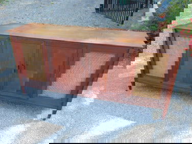 Mid Century stereo cabinet, turntable in center, stereo removed, cabinet is 71.25" long, 33.25"