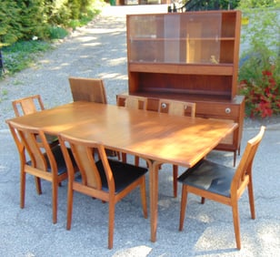 Mid Century dining room set, by Knoll, breakfront, table & 6 chairs, table has 2 leaves, breakfront