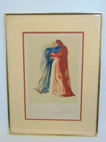 Lithograph, Divine Comedy, Dante & Beatrice, E.A. by Salvador Dali, signed in pencil, 24.25" by