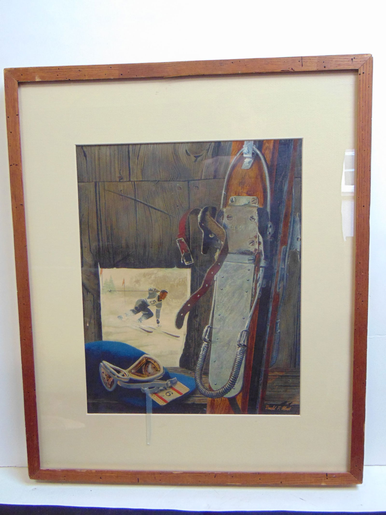 Painting, Toy, ski illustration, signed Donald Moss, watercolor on paper, illustration made for (1 of 6)