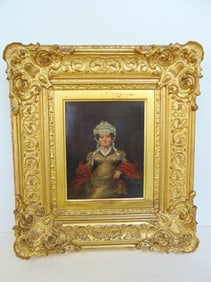 Painting, portrait of a lady with lace cap, unsigned, oil on linen, if gilt frame, 16.25" by 14 5/8"