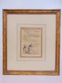 Original etching, Sur La Plage", signed Auguste Renoir 12.25" by 11 5/8"