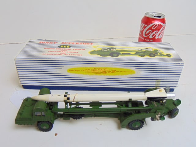 Dinky Supertoys Missile Erect Vehicle in original box, box is 13 3/8" by 4" by 3": Dinky Supertoys Missile Erect Vehicle in original box, box is 13 3/8" by 4" by 3"
