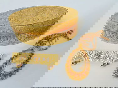 Jewelry. Tiffany & Co. 18kt pin, 12.84 grams, 20 years, cameo pendant tests for 14k bail and chain